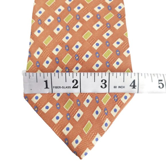 Perry Ellis Men Necktie 100% Silk Geometric Tan Multi 58x4 - NWOT - made in USA - Picture 4 of 5